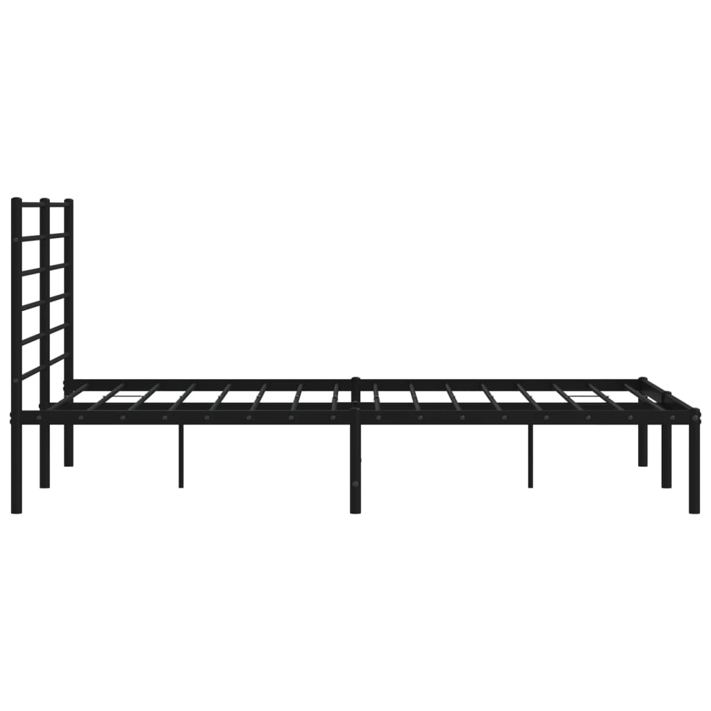 vidaXL Metal Bed Frame with Headboard Black 120x190 cm Small Double