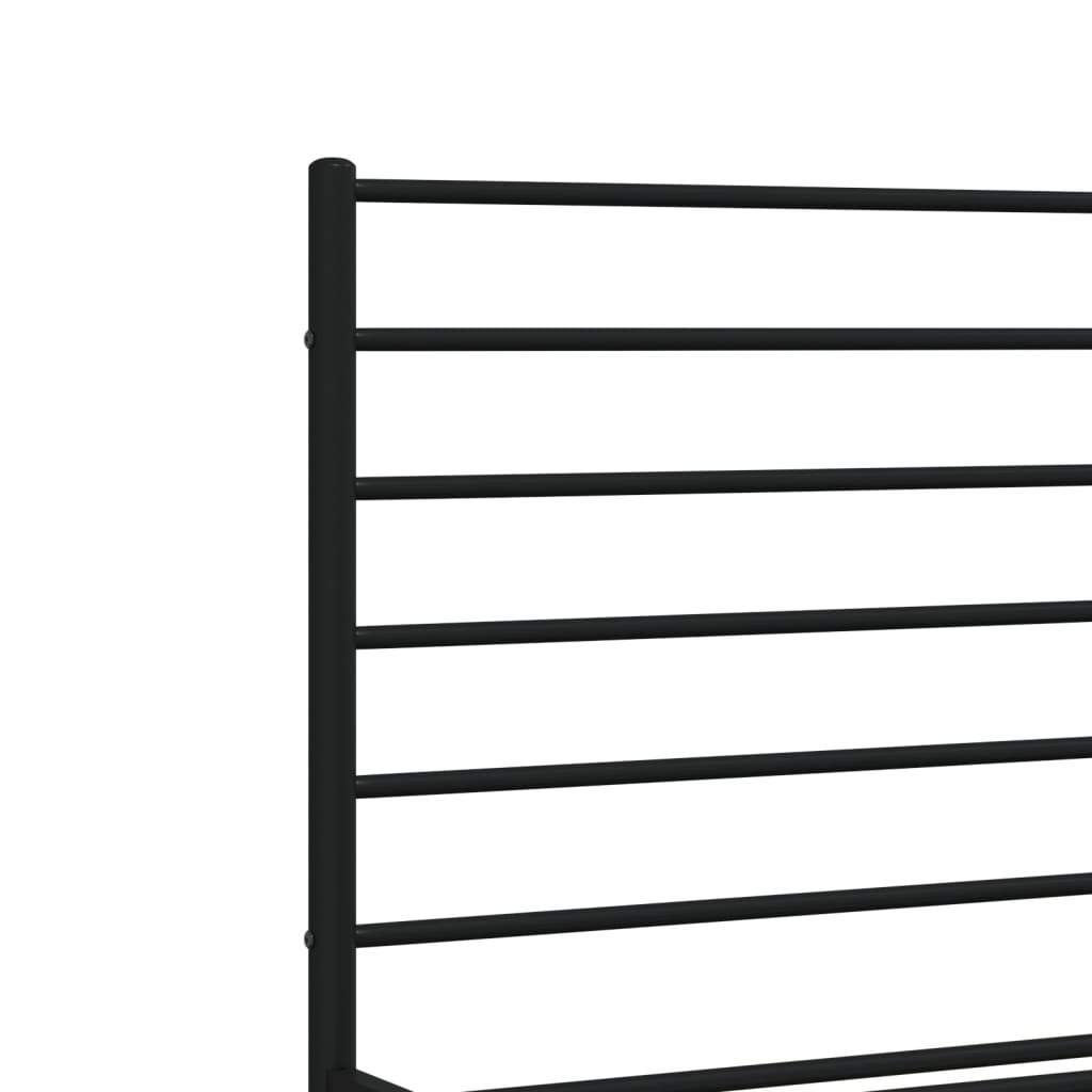 vidaXL Metal Bed Frame with Headboard Black 120x190 cm Small Double