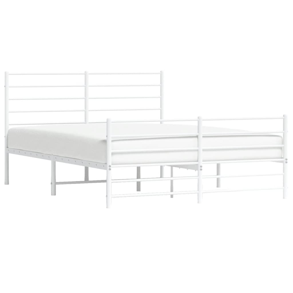 vidaXL Metal Bed Frame with Headboard and Footboard White 120x200 cm