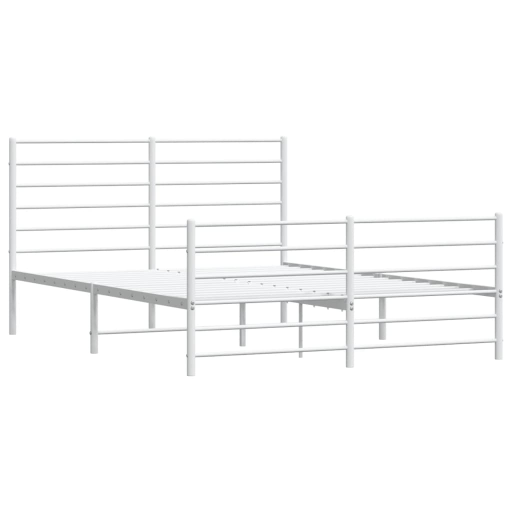 vidaXL Metal Bed Frame with Headboard and Footboard White 120x200 cm