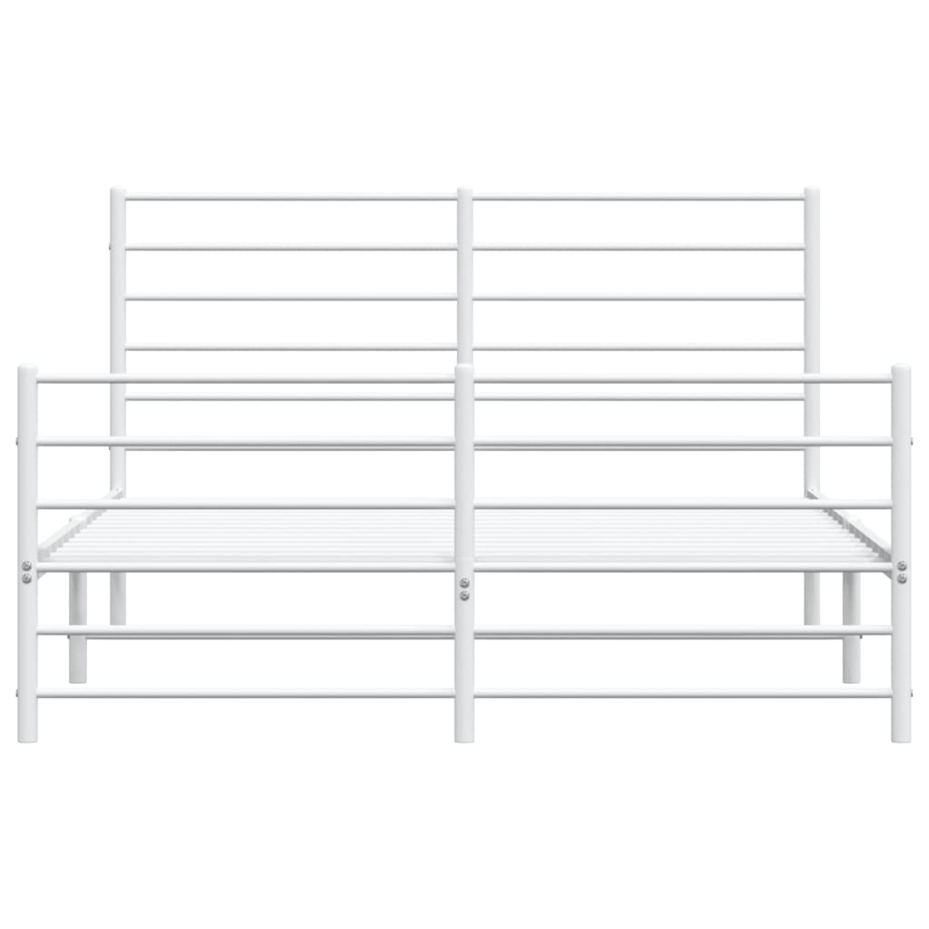 vidaXL Metal Bed Frame with Headboard and Footboard White 120x200 cm