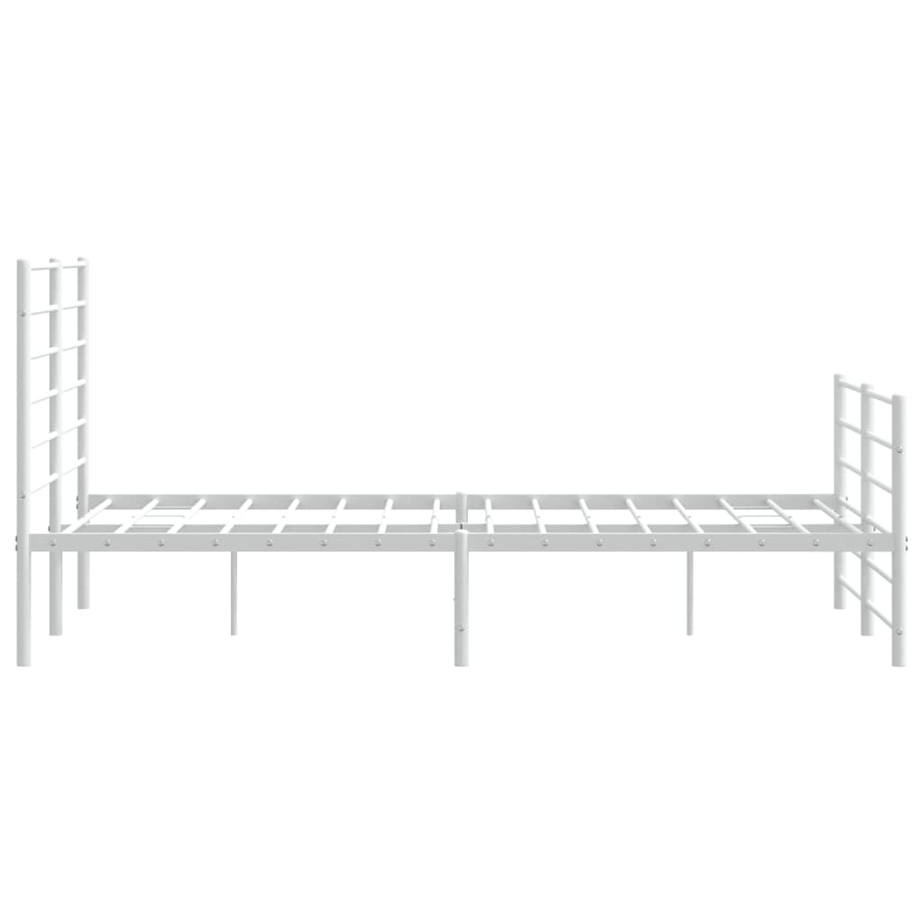 vidaXL Metal Bed Frame with Headboard and Footboard White 120x200 cm