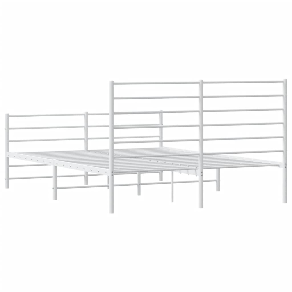 vidaXL Metal Bed Frame with Headboard and Footboard White 120x200 cm