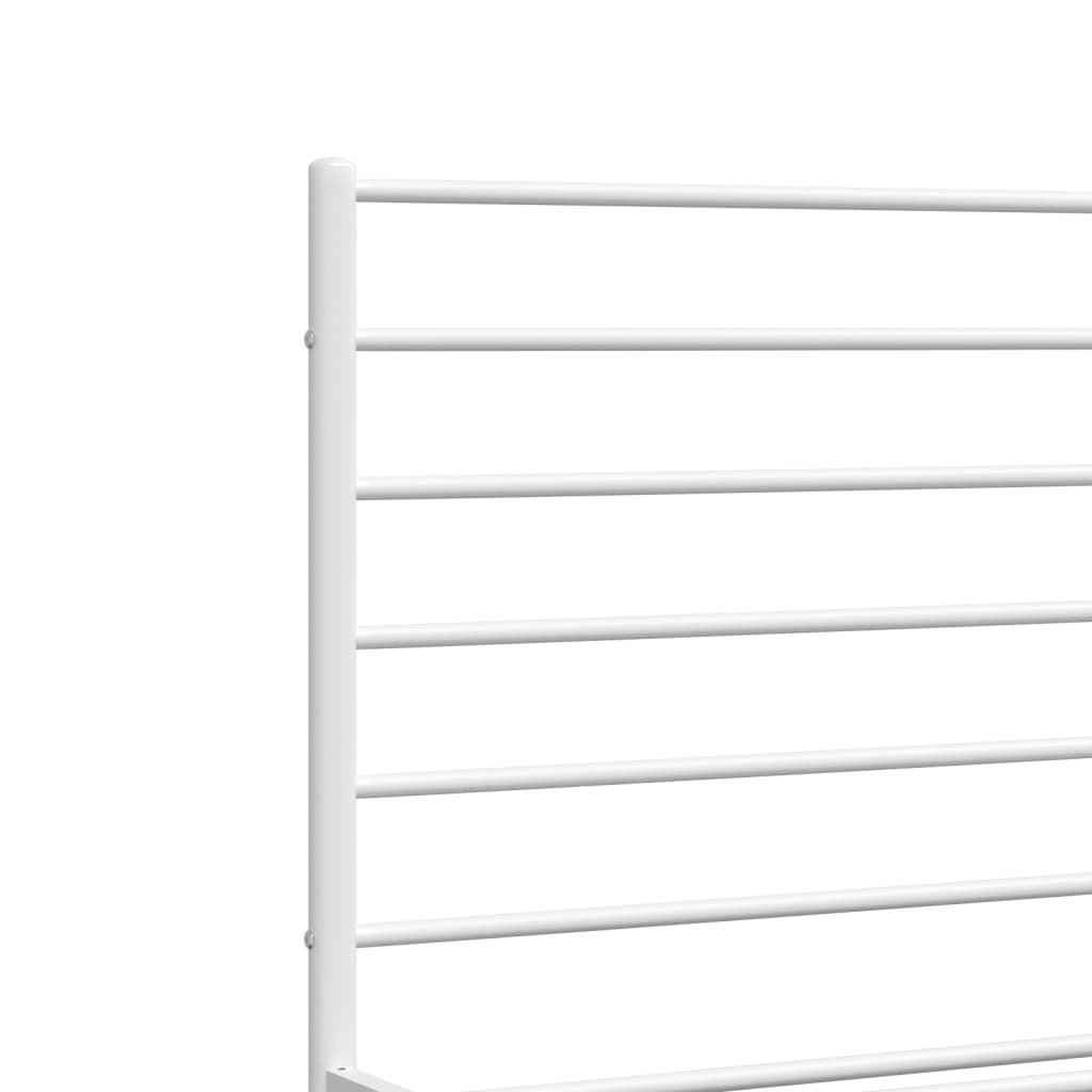 vidaXL Metal Bed Frame with Headboard and Footboard White 120x200 cm