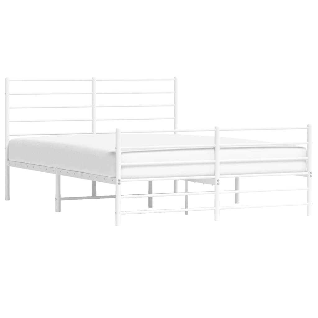 vidaXL Metal Bed Frame with Headboard and Footboard White 160x200 cm