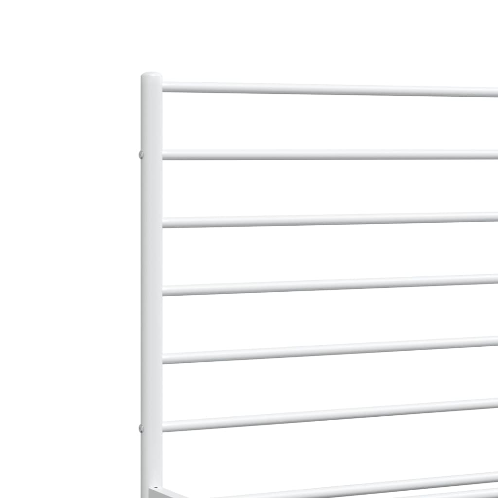 vidaXL Metal Bed Frame with Headboard and Footboard White 160x200 cm