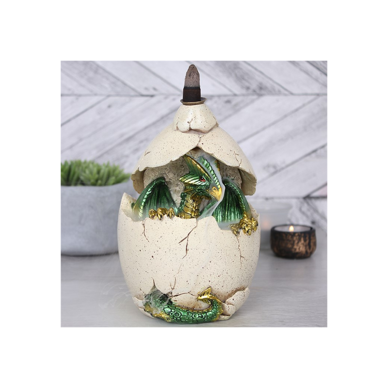 Green Dragon in Egg Backflow Incense Burner