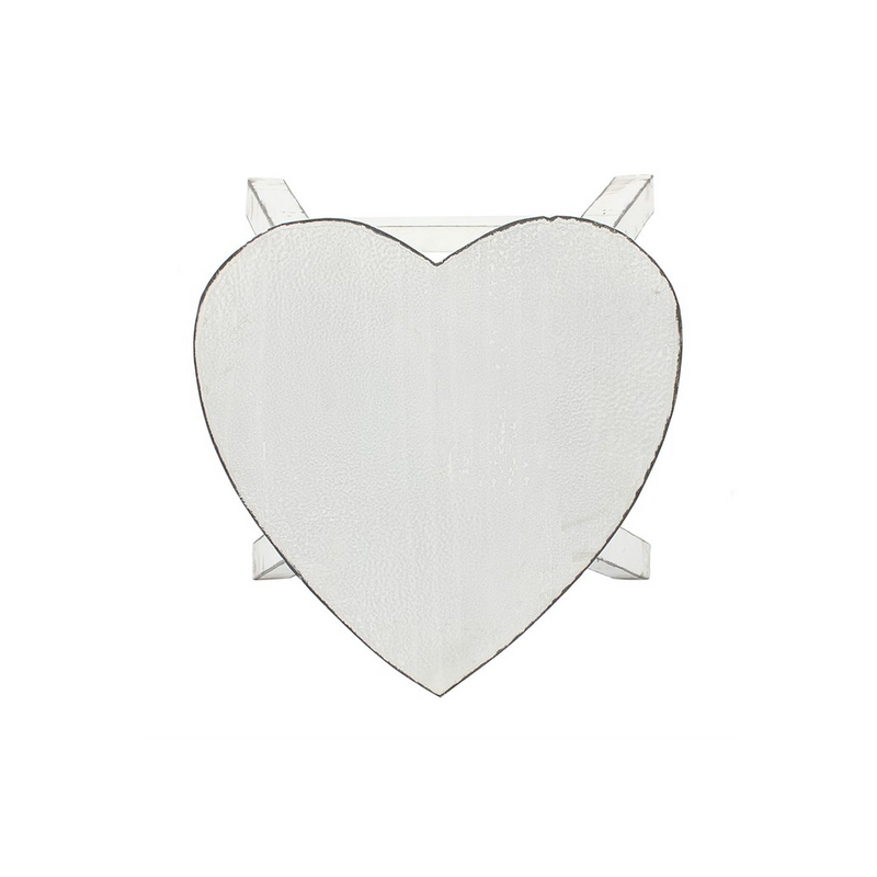 White Shabby Heart Stool