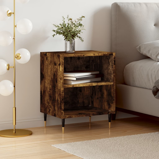 Bedside Cabinet Smoked Oak 40x30x50 cm Engineered Wood