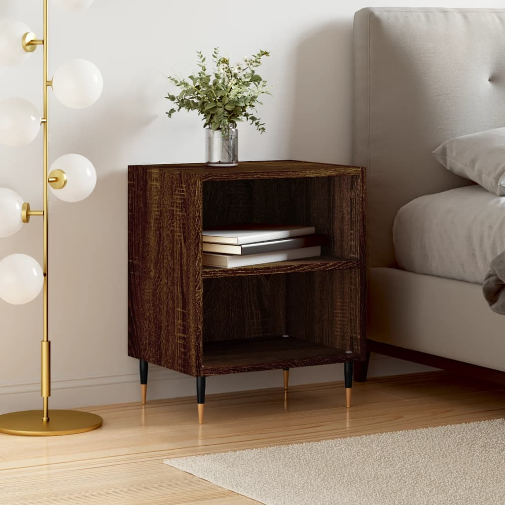 Bedside Cabinet Brown Oak 40x30x50 cm Engineered Wood