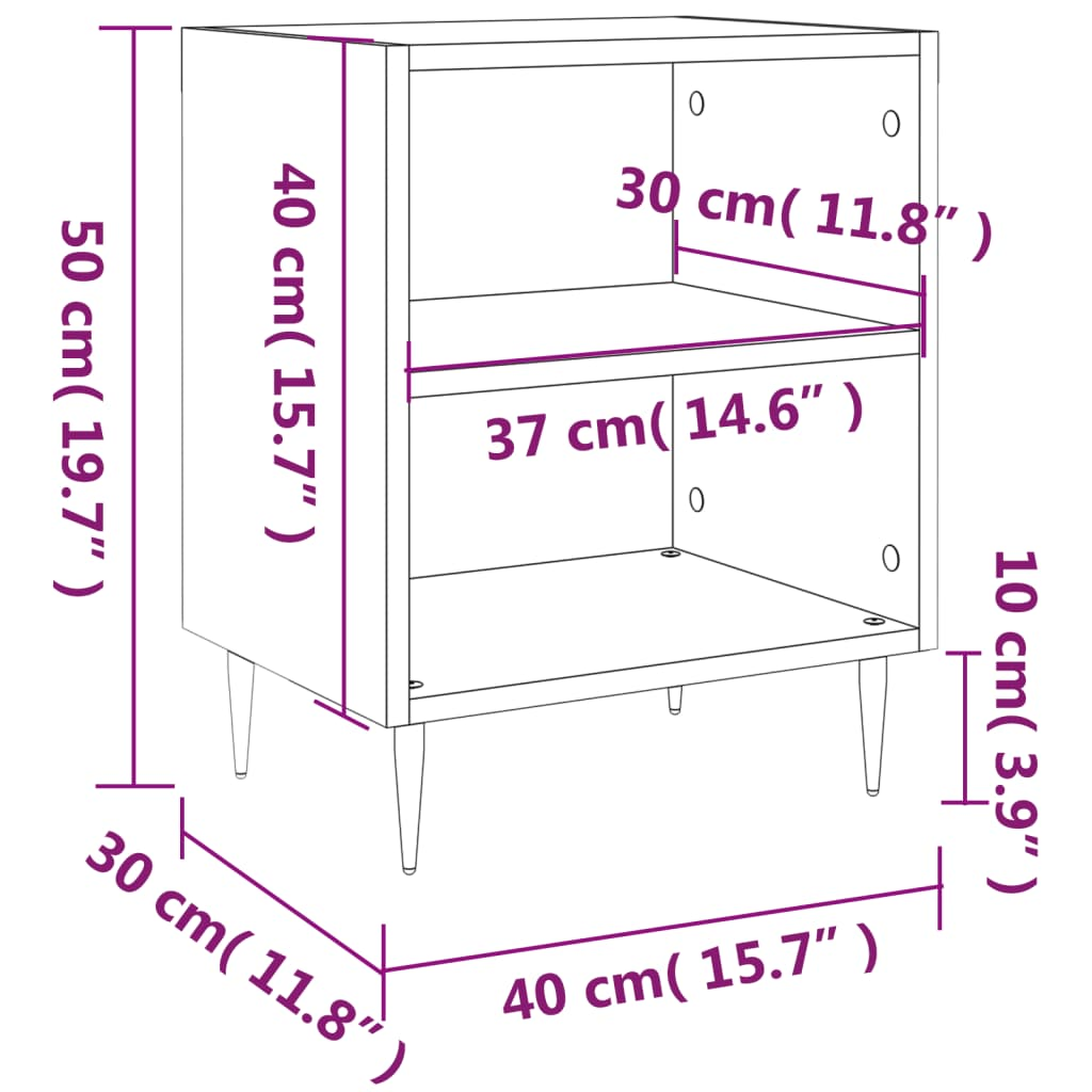 Bedside Cabinet Brown Oak 40x30x50 cm Engineered Wood