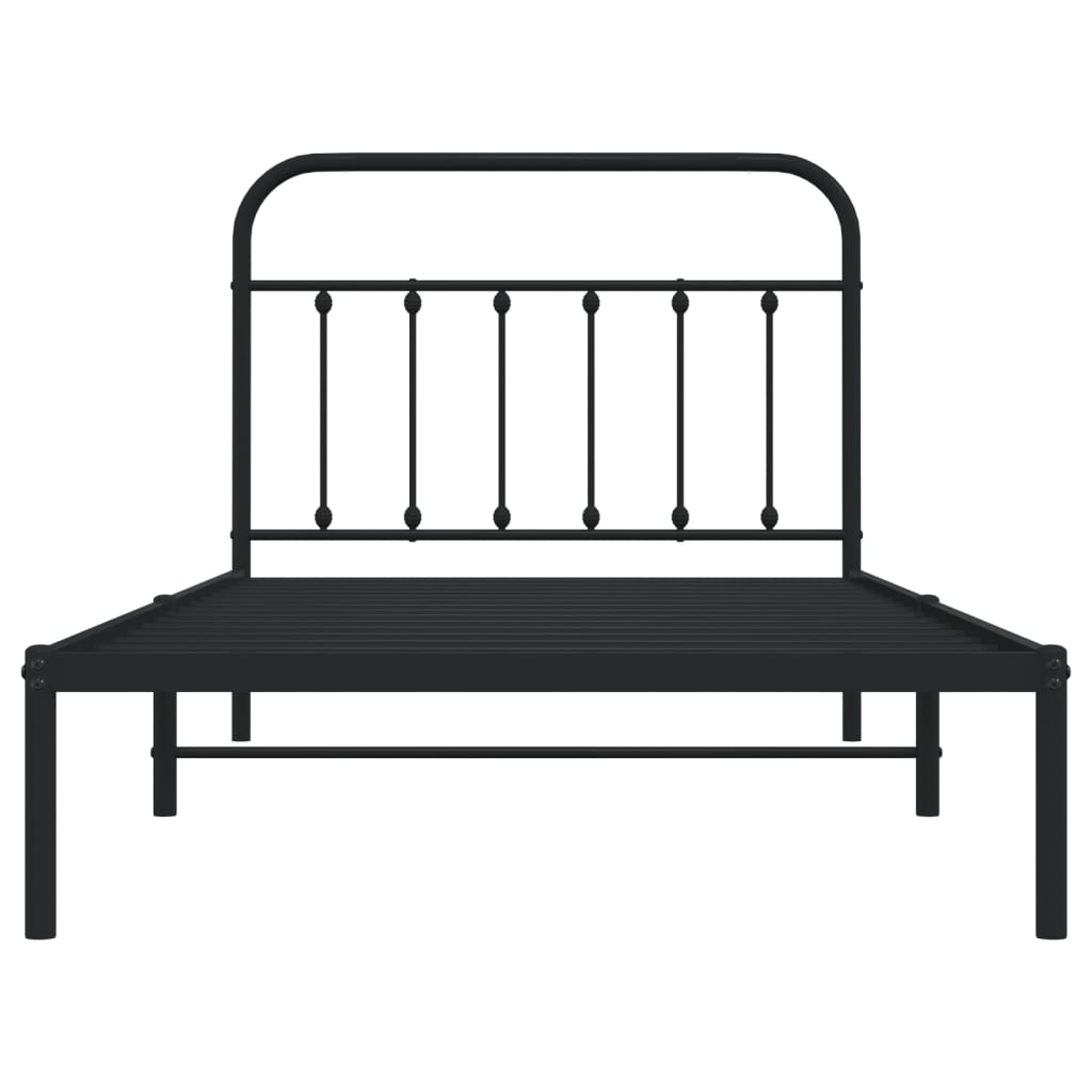 vidaXL Metal Bed Frame with Headboard Black 107x203 cm