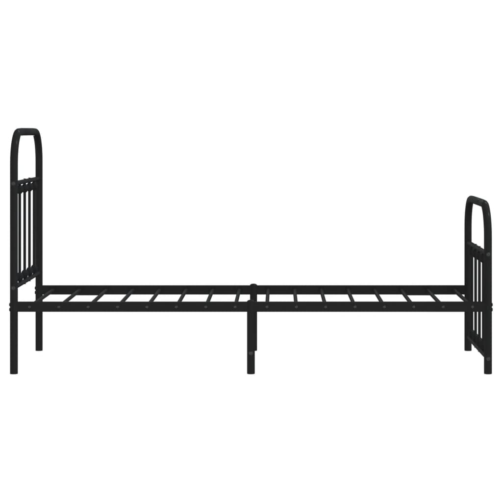 vidaXL Metal Bed Frame with Headboard and Footboard Black 75x190 cm Small Single