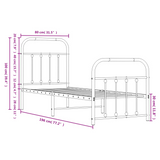 vidaXL Metal Bed Frame with Headboard and Footboard Black 75x190 cm Small Single