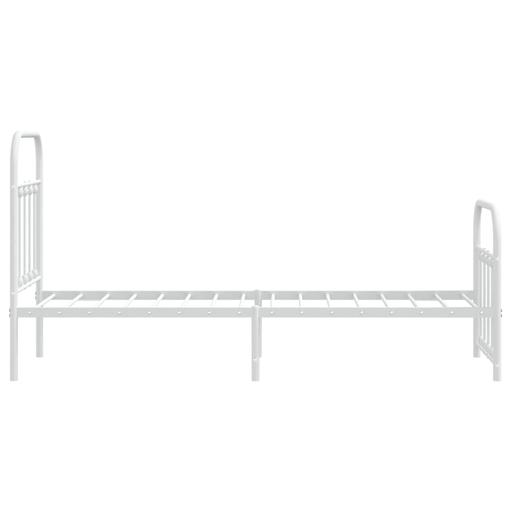 vidaXL Metal Bed Frame with Headboard and Footboard White 75x190 cm Small Single