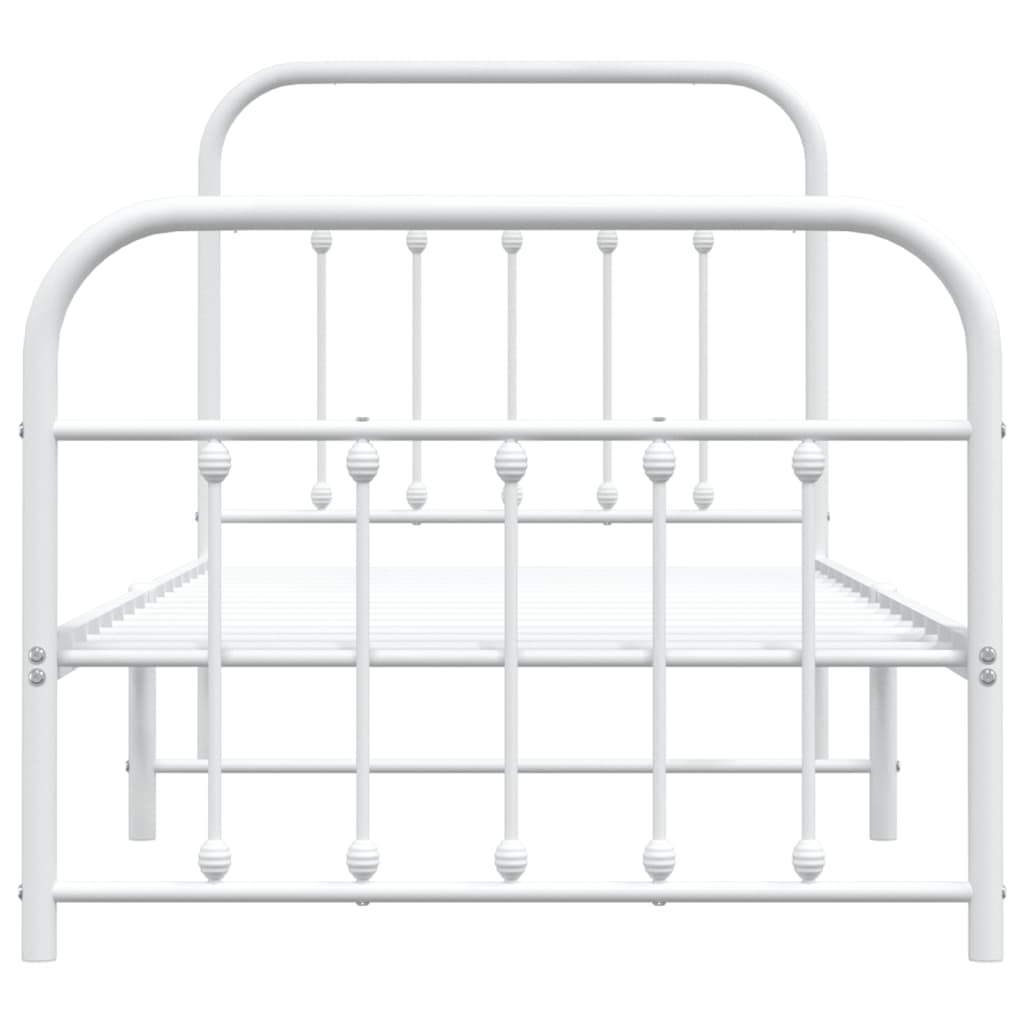 vidaXL Metal Bed Frame with Headboard and Footboard White 90x190 cm Single