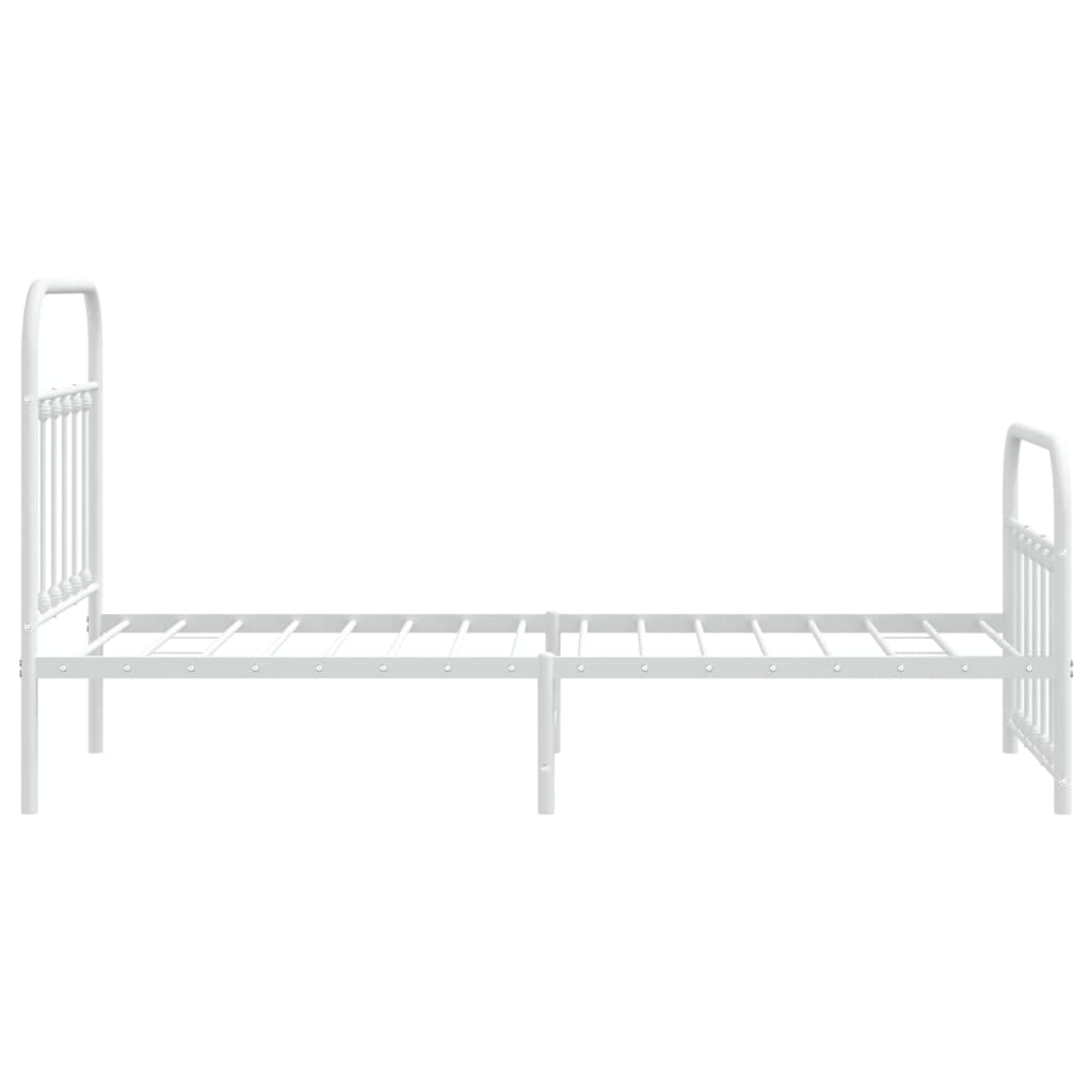 vidaXL Metal Bed Frame with Headboard and Footboard White 90x190 cm Single