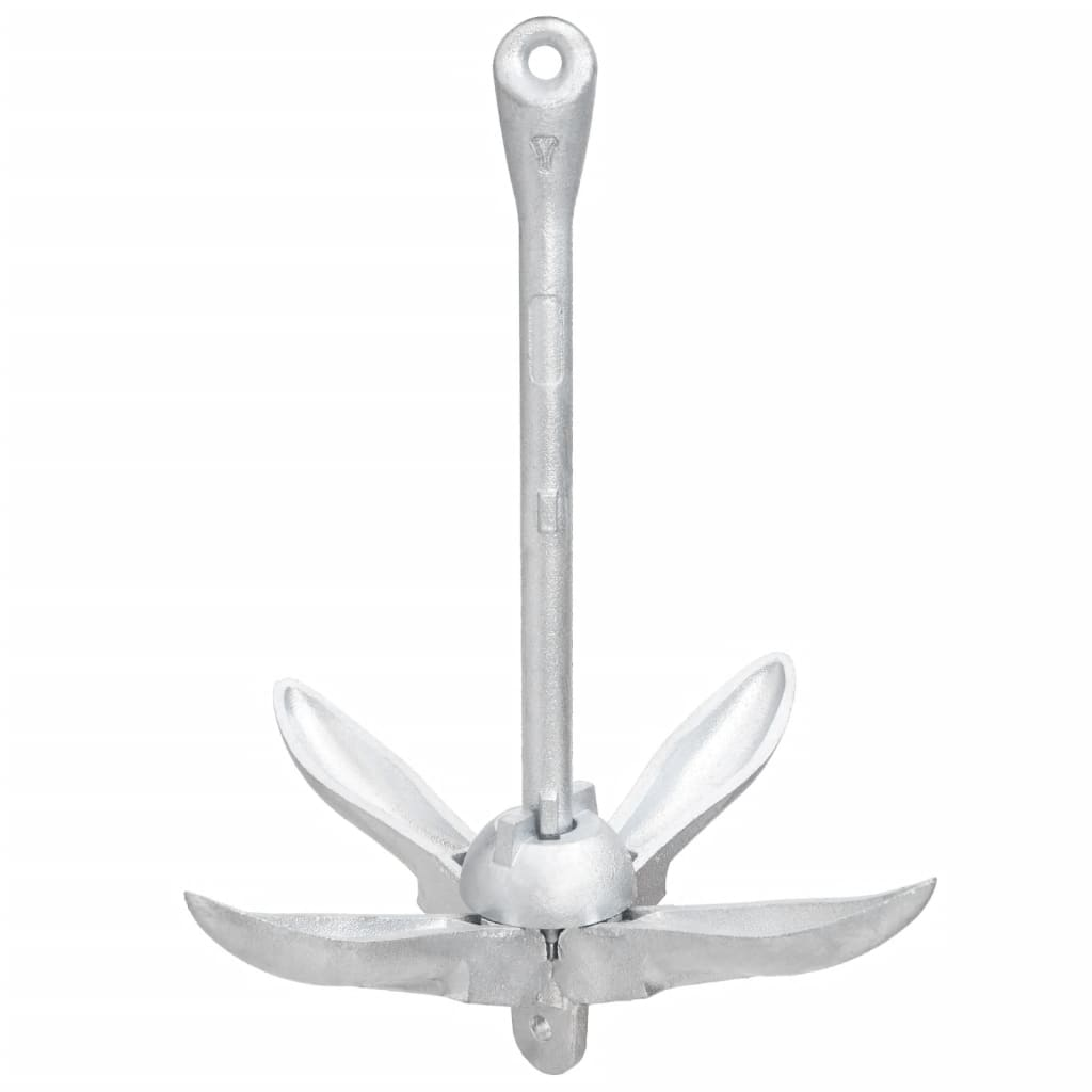 vidaXL Folding Anchor with Rope Silver 3.2 kg Malleable Iron