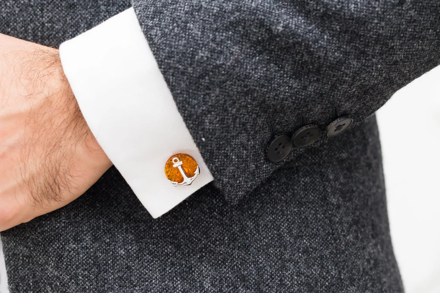 Amber Anchor Cufflinks