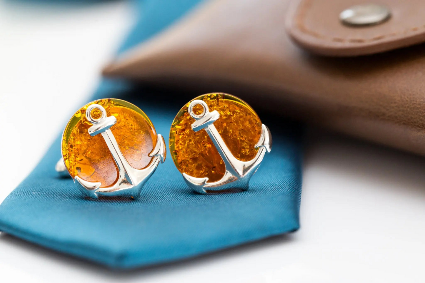 Amber Anchor Cufflinks