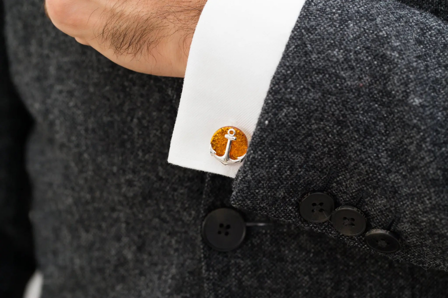 Amber Anchor Cufflinks