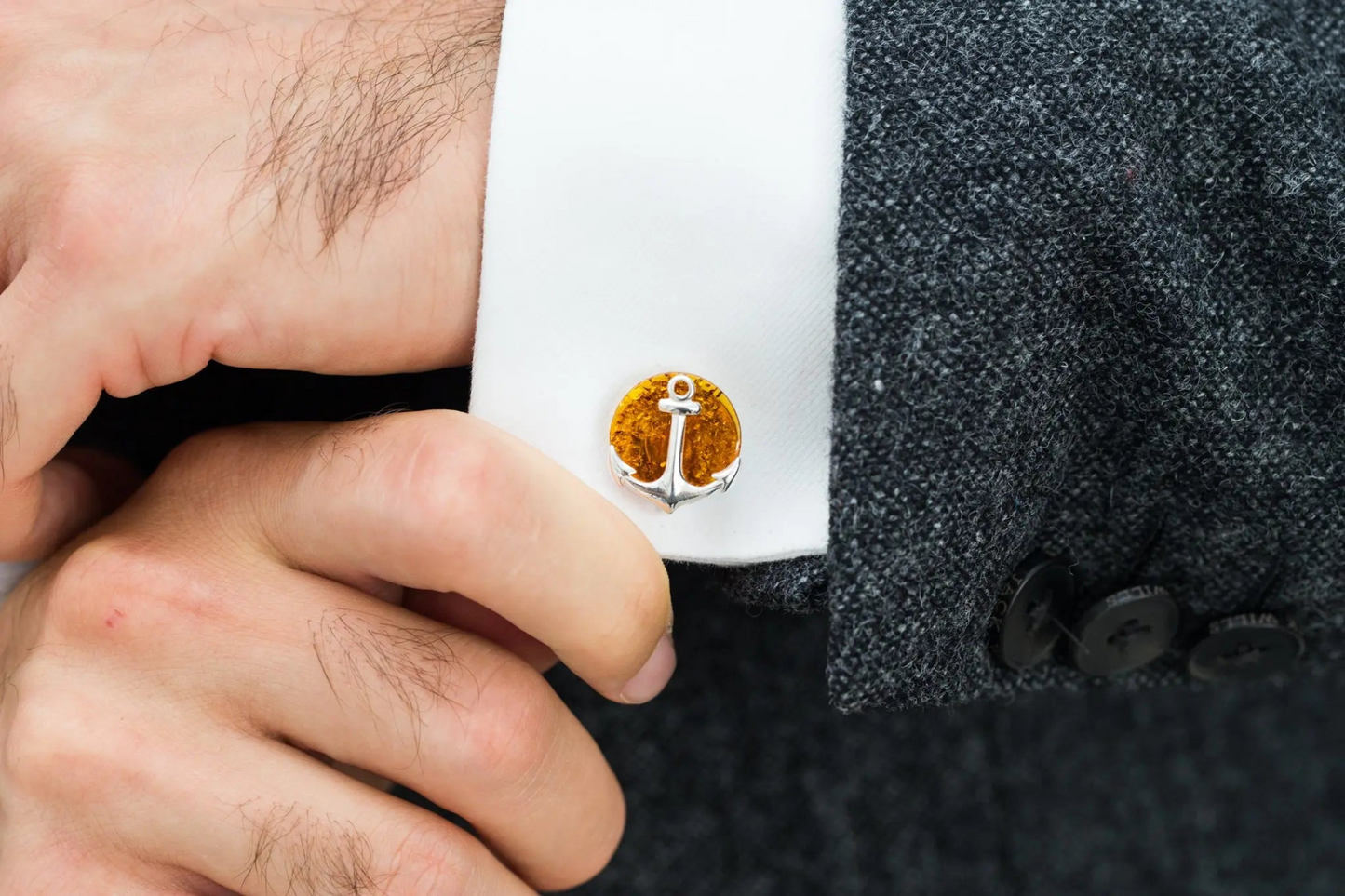 Amber Anchor Cufflinks