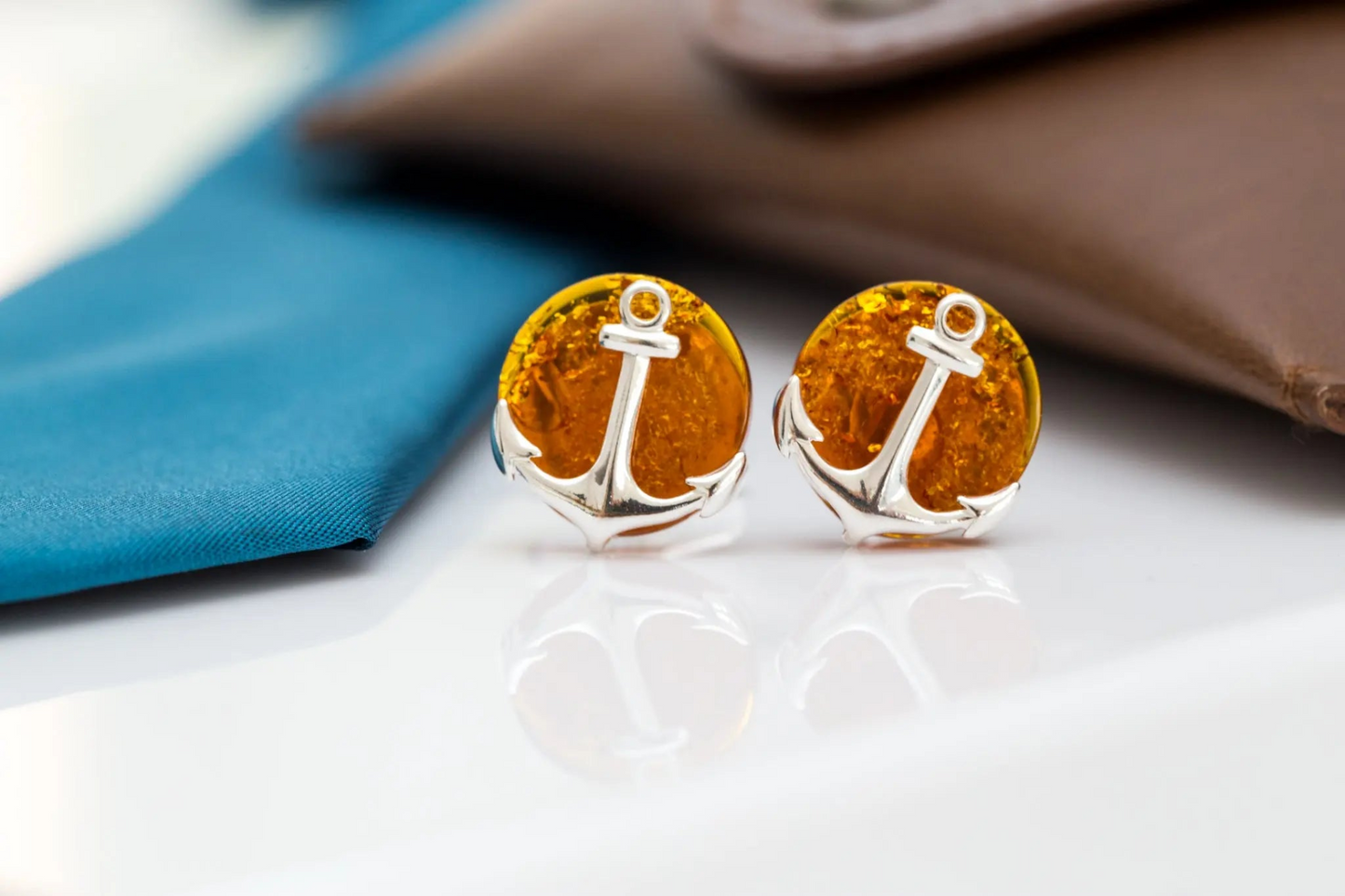 Amber Anchor Cufflinks