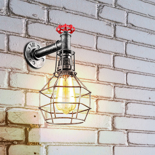 Modern Industrial Retro Vintage Style Pipe Cage Wall Light Wall Lamp Fixture~1118