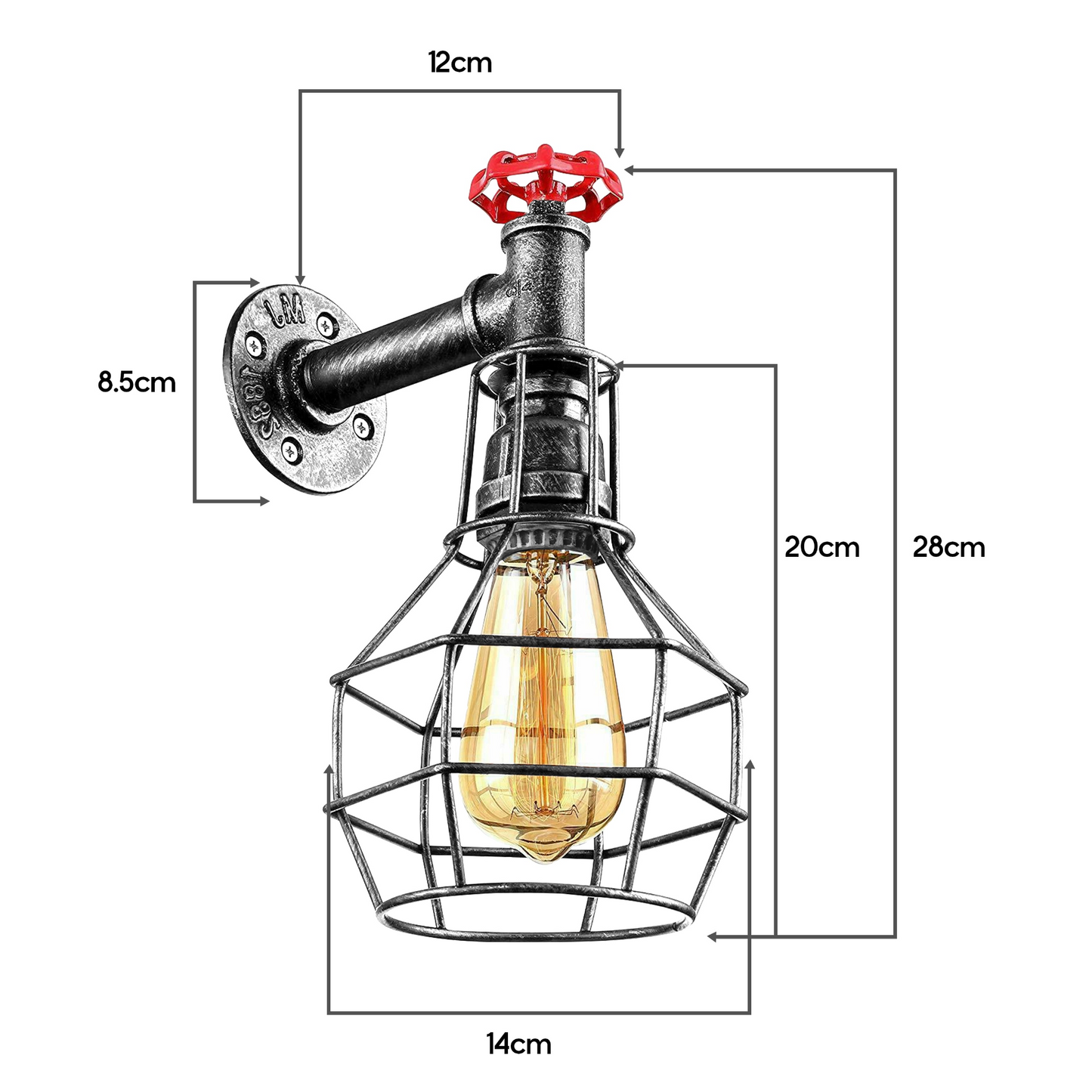 Modern Industrial Retro Vintage Style Pipe Cage Wall Light Wall Lamp Fixture~1118