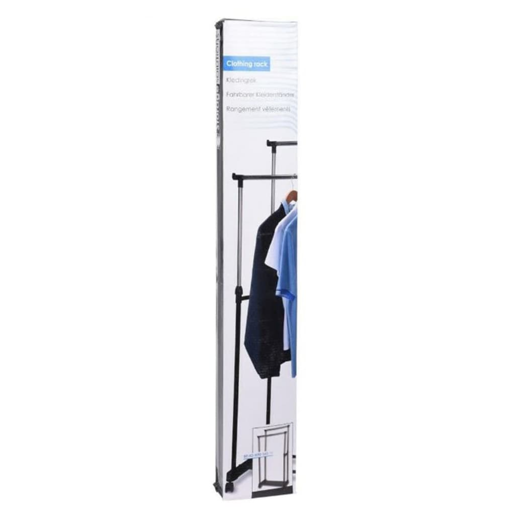 Storage Solutions Clothing Rack Double Hangers with Wheels Adjustable 80x42x(90-160) cm