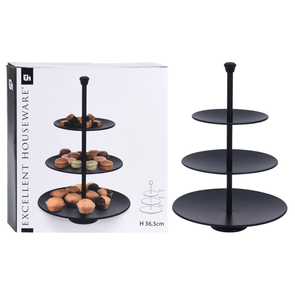 Excellent Houseware 3-tier Serving Stand 36.5 cm Matte Black