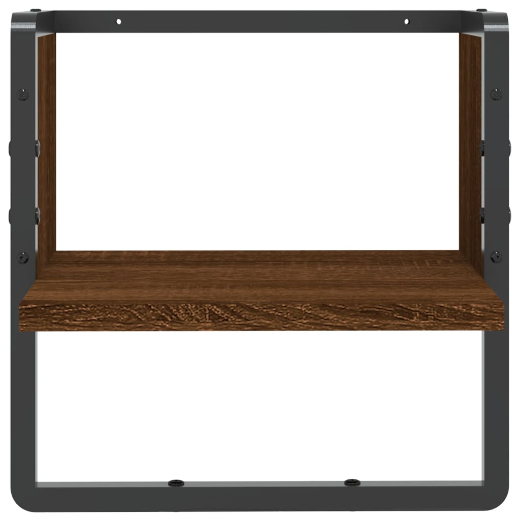 Wall Shelf with Bar Brown Oak 30x25x30 cm