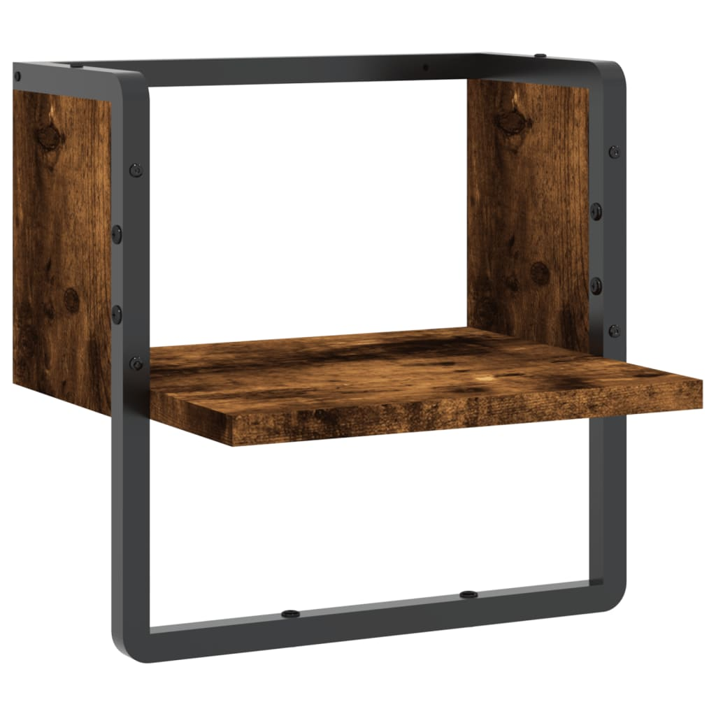 Wall Shelf with Bar Smoked Oak 30x25x30 cm