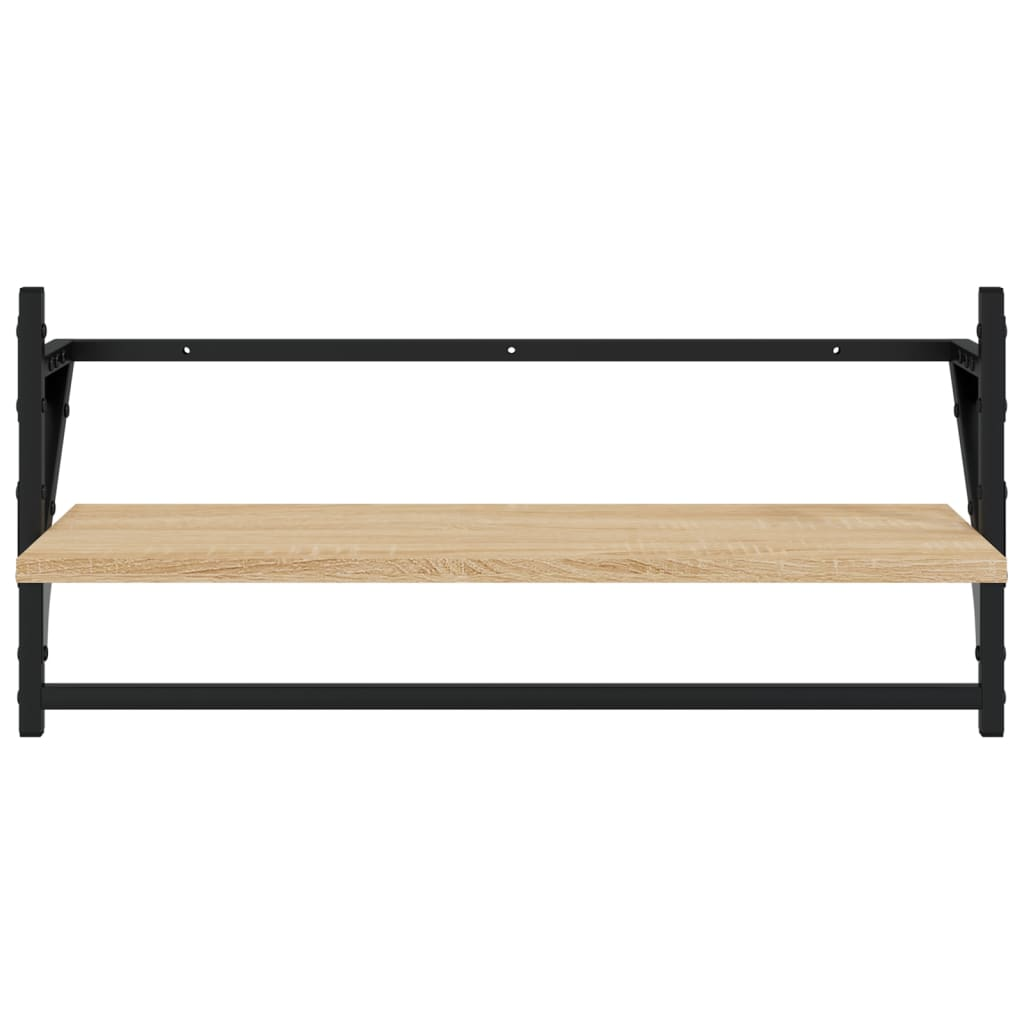 Wall Shelves with Bars 2 pcs Sonoma Oak 65x25x30 cm