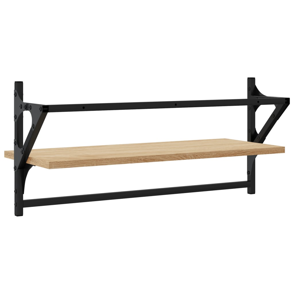 Wall Shelves with Bars 2 pcs Sonoma Oak 65x25x30 cm