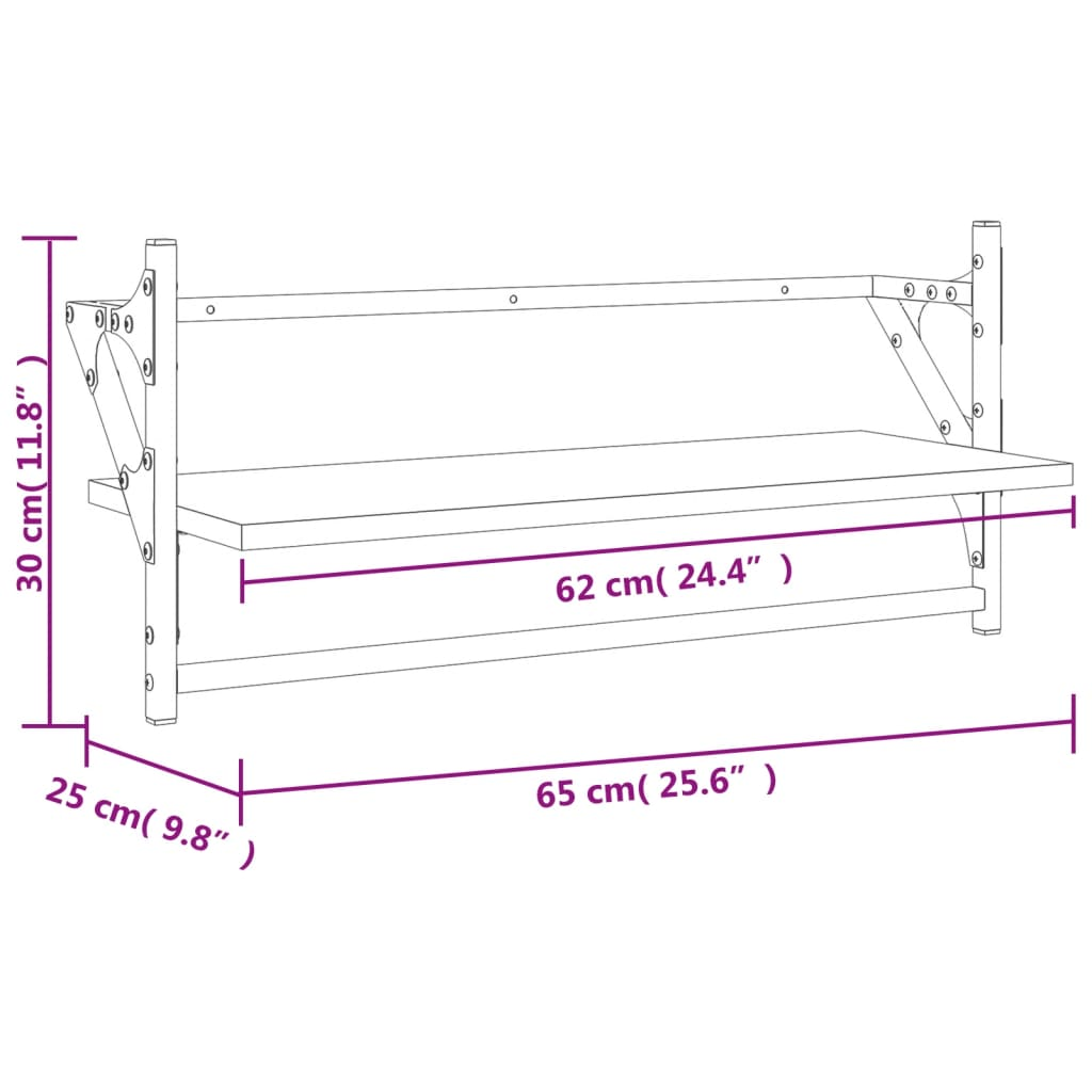 Wall Shelves with Bars 2 pcs Sonoma Oak 65x25x30 cm