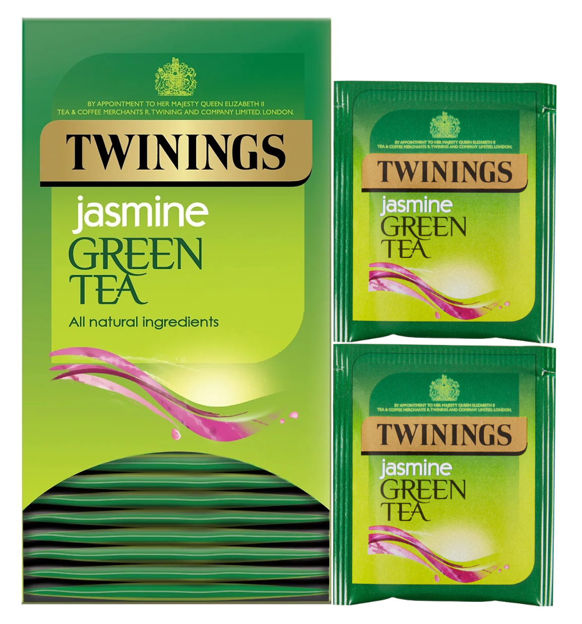 Twinings Green Tea & Jasmine Tea Bags Individually Enveloped Tagged Sachet Herb