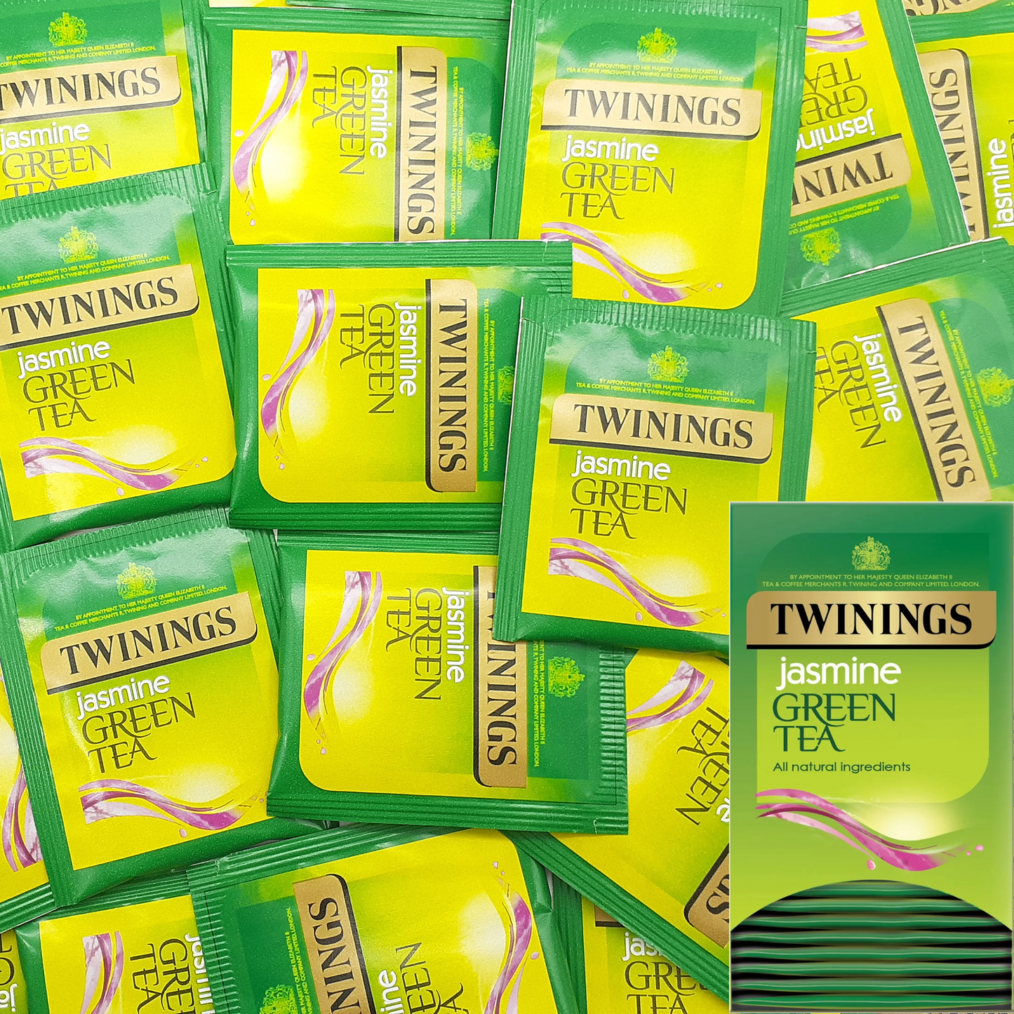 Twinings Green Tea & Jasmine Tea Bags Individually Enveloped Tagged Sachet Herb