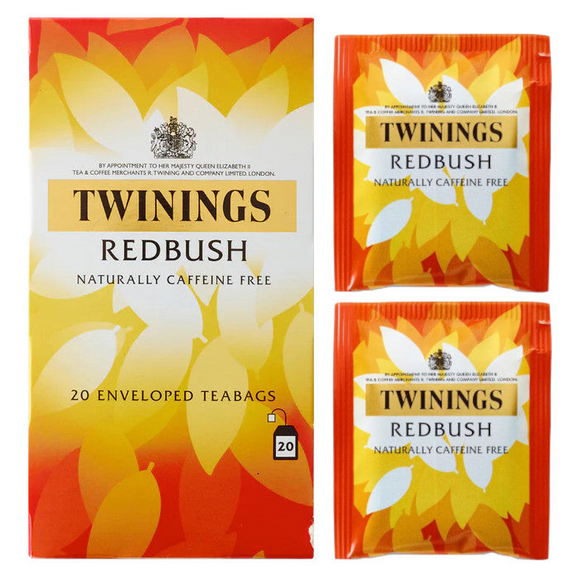 Twinings Pure Redbush Tea Bags Individually Enveloped Tagged Herbal Sachets Cup