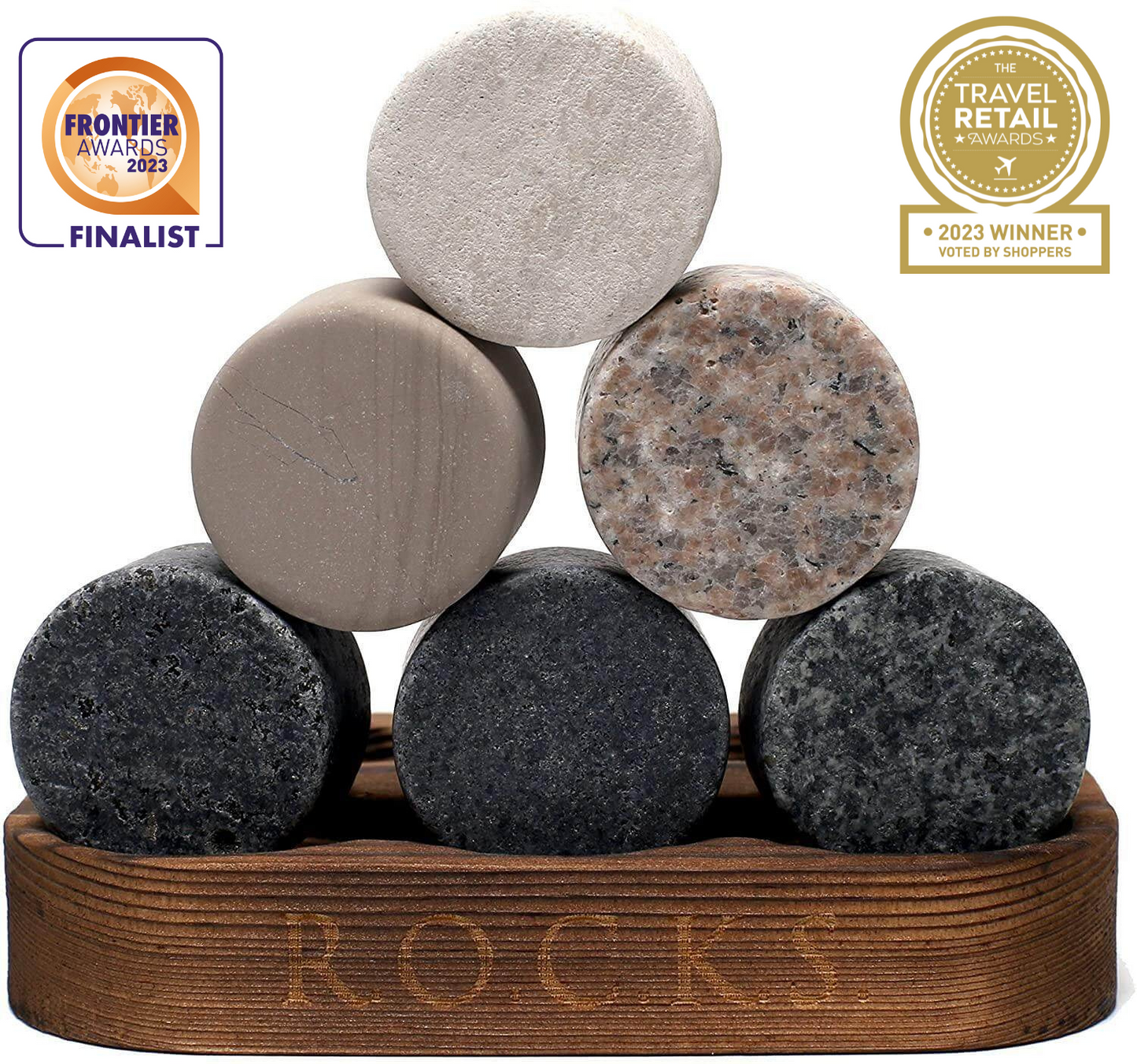 The Original ROCKS Whiskey Chilling Stones - Set of 6 Granite Stones