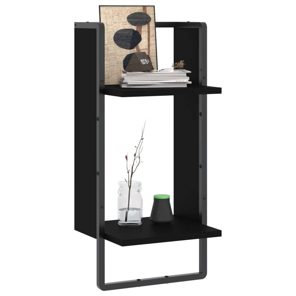 Wall Shelf with Bar Black 30x25x65 cm