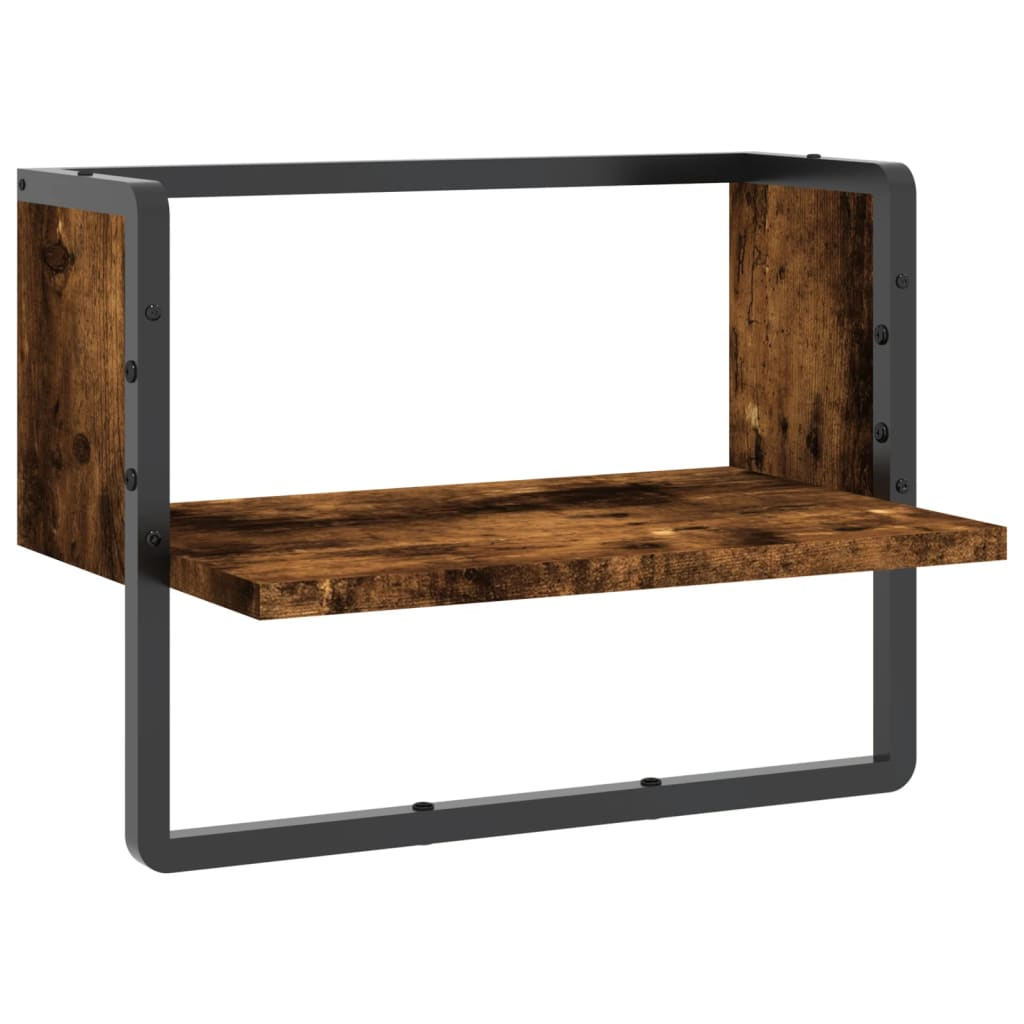 Wall Shelf with Bar Smoked Oak 40x25x30 cm