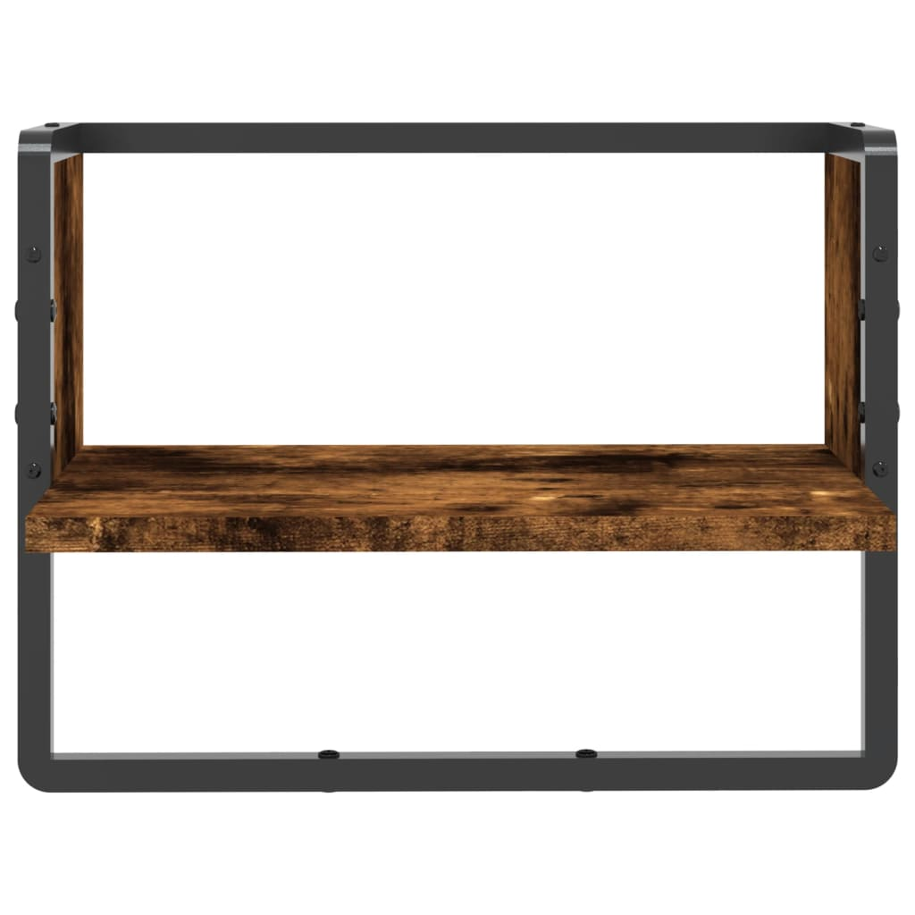 Wall Shelf with Bar Smoked Oak 40x25x30 cm