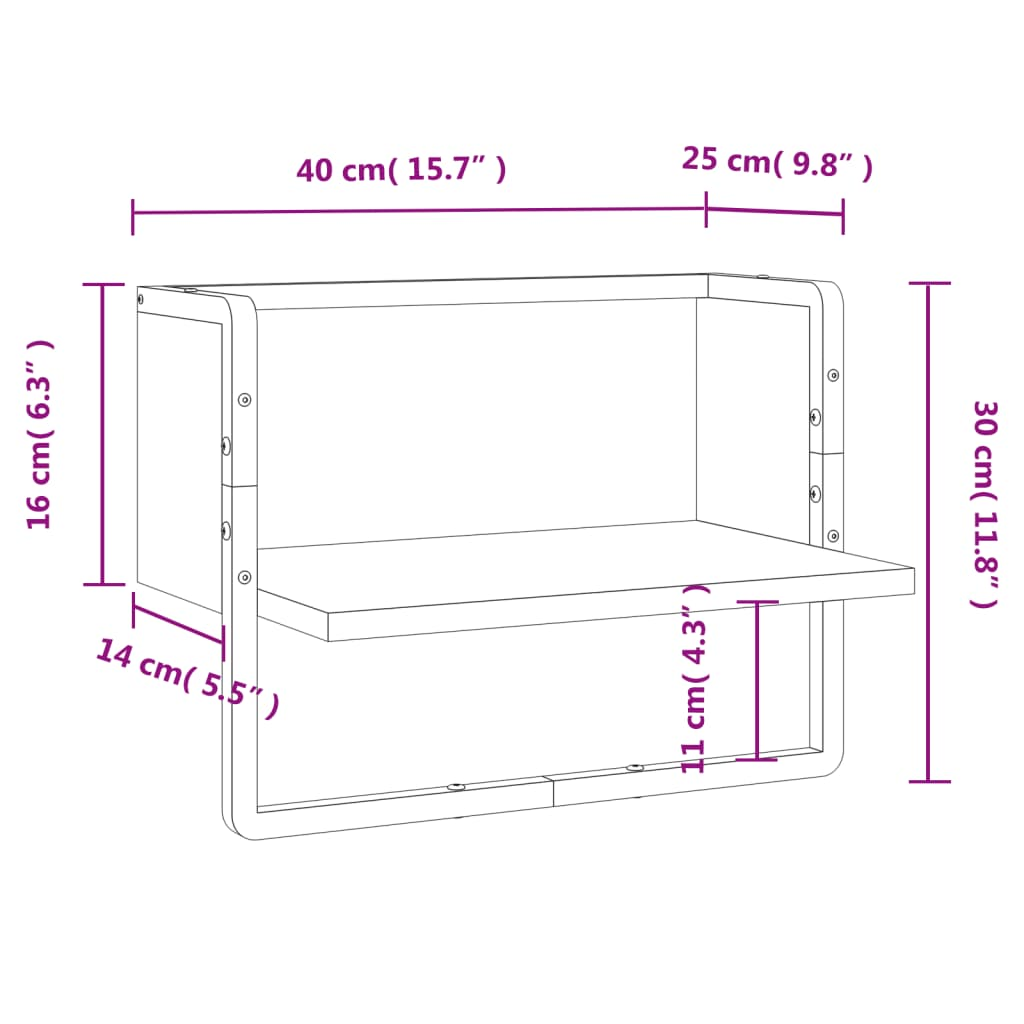 Wall Shelf with Bar Smoked Oak 40x25x30 cm