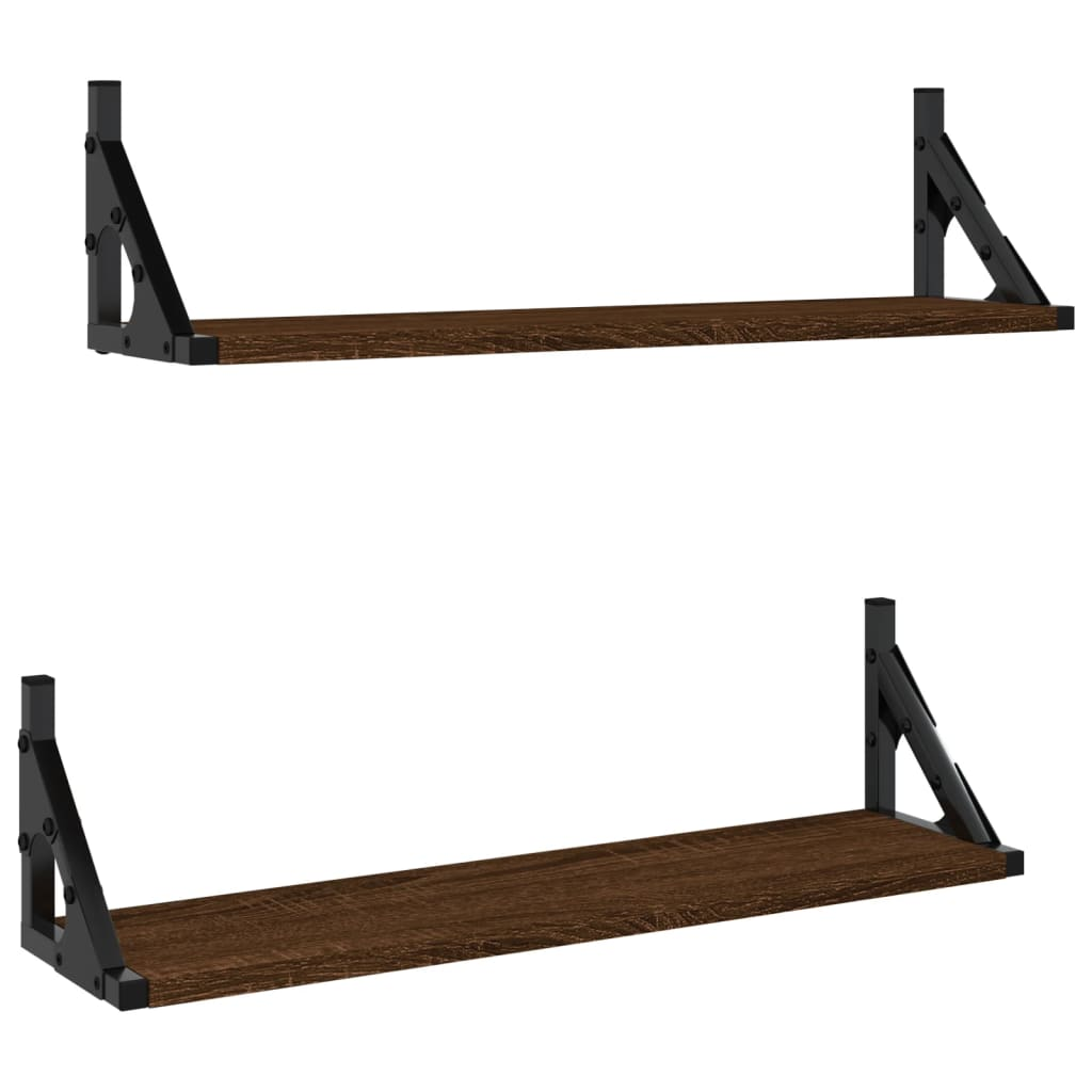 Wall Shelves 2 pcs Brown Oak 60x15x15.5 cm