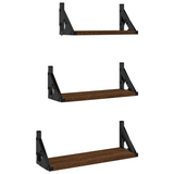 3 Piece Wall Shelf Set Brown Oak Engineered Wood