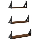 3 Piece Wall Shelf Set Brown Oak Engineered Wood