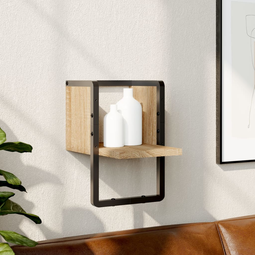 Wall Shelf with Bar Sonoma Oak 20x25x30 cm