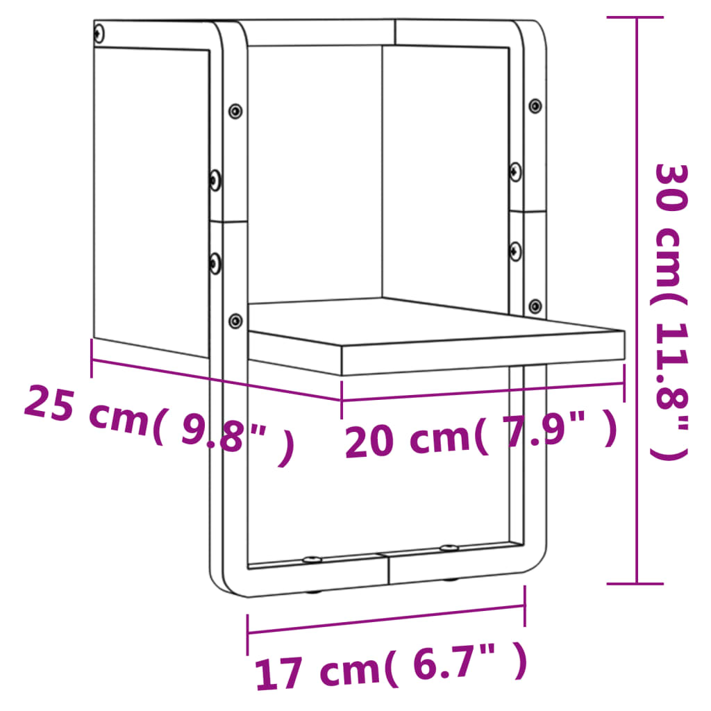 Wall Shelf with Bar Sonoma Oak 20x25x30 cm