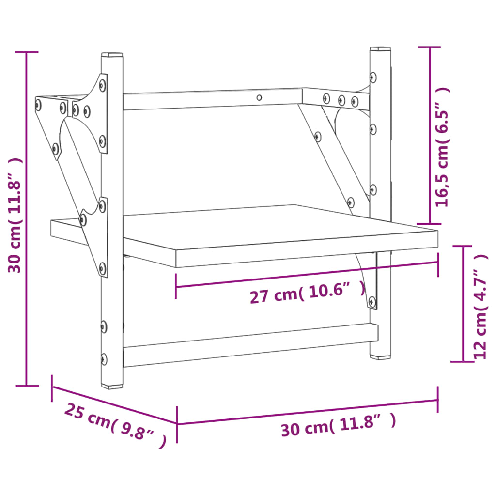 Wall Shelves with Bars 2 pcs Grey Sonoma 30x25x30 cm